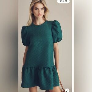 Maeve Green Puff Sleeve Dress